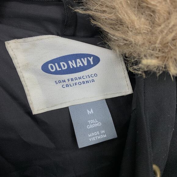 Old Navy Parka Jacket Womens Size MT Black Brown Faux Fur Lined Hood - Picture 5 of 6